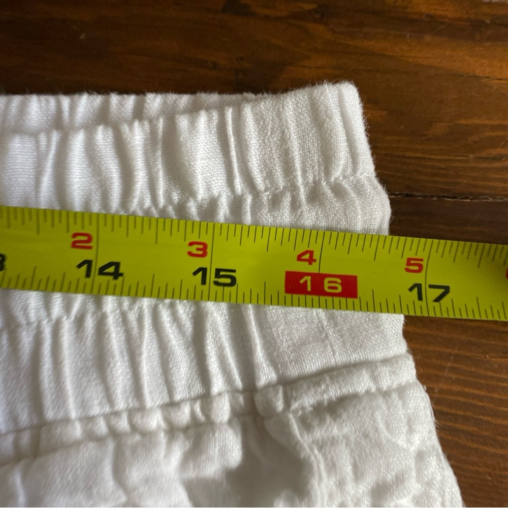 Athleta Women’s White Cabo Linen High Rise Silver Zip Drawstring Joggers Size 10 - Picture 12 of 16